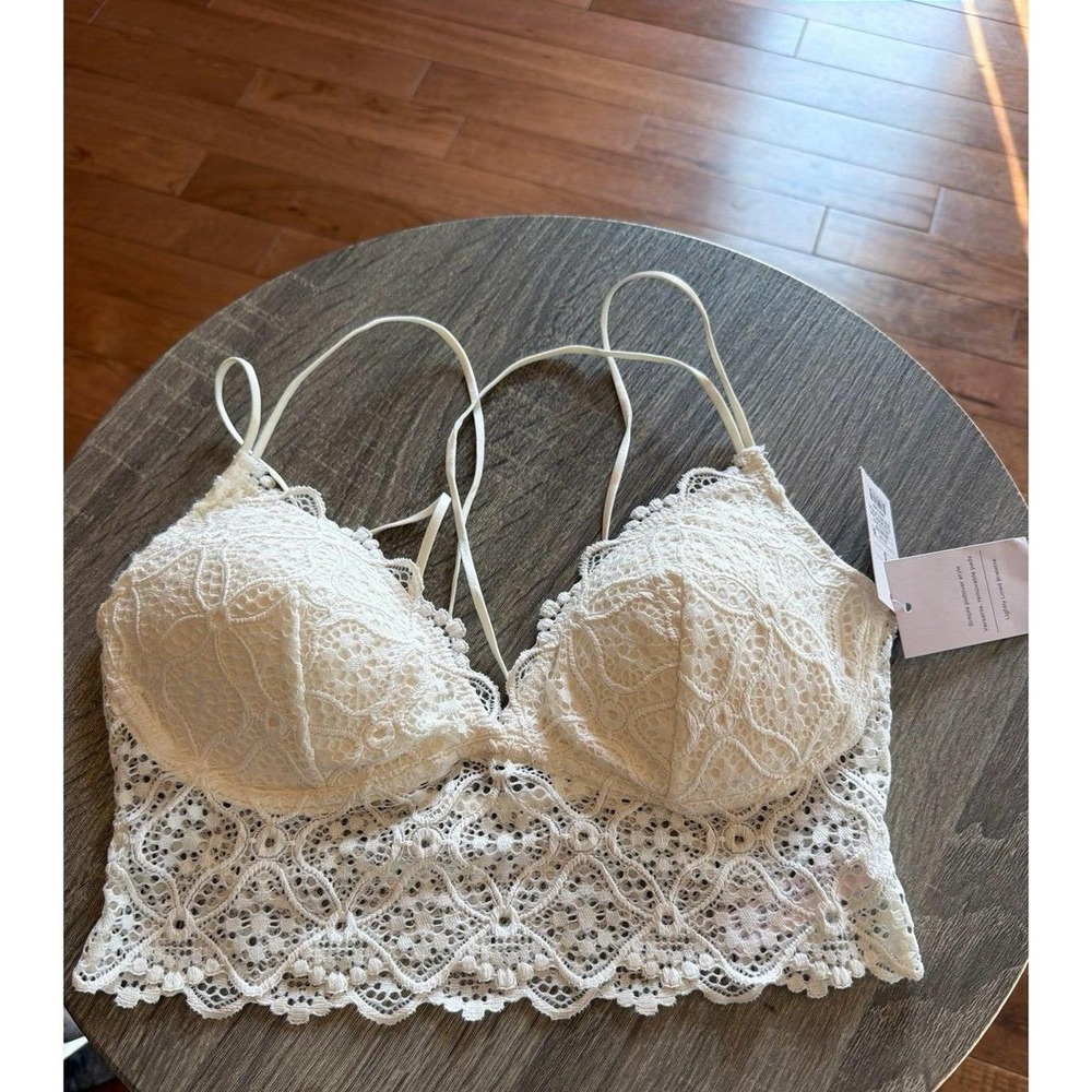 White Lace Bralette Longline Bra Auden New witb Tag Small